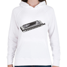 PRINTFASHION Szájharmonika - Női kapucnis pulóver - Fehér női pulóver, kardigán