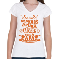 PRINTFASHION Szakács apuka - Női V-nyakú póló - Fehér