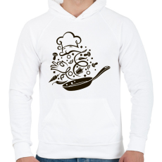 PRINTFASHION Szakács - Férfi kapucnis pulóver - Fehér
