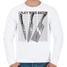 PRINTFASHION Szakács kések - Férfi pulóver - Fehér