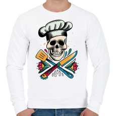 PRINTFASHION Szakács koponya - Férfi pulóver - Fehér