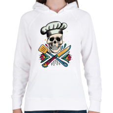 PRINTFASHION Szakács koponya - Női kapucnis pulóver - Fehér