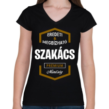 PRINTFASHION Szakács prémium minőség - Női V-nyakú póló - Fekete női póló