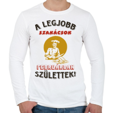 PRINTFASHION Szakács szülinapja február - Férfi hosszú ujjú póló - Fehér