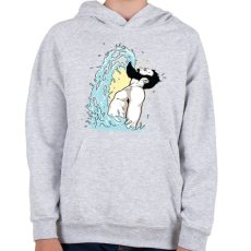 PRINTFASHION Szakállas csobbanás - Gyerek kapucnis pulóver - Sport szürke