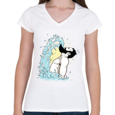 PRINTFASHION Szakállas csobbanás - Női V-nyakú póló - Fehér női póló