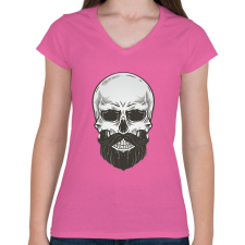 PRINTFASHION Szakállas koponya - Női V-nyakú póló - Rózsaszín női póló