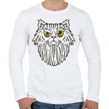 PRINTFASHION Szakállas macska - Férfi hosszú ujjú póló - Fehér férfi póló