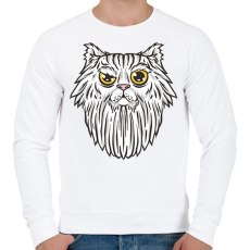 PRINTFASHION Szakállas macska - Férfi pulóver - Fehér