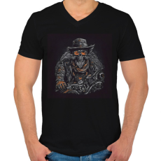 PRINTFASHION Szakállas motoros - Férfi V-nyakú póló - Fekete