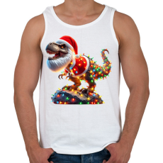 PRINTFASHION Szakállas Tirex dinoszaurusz mikulás sapkában - karácsonyi - Férfi atléta - Fehér