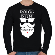 PRINTFASHION Szakállasnak lenni Isteni! - Férfi pulóver - Fekete férfi pulóver, kardigán
