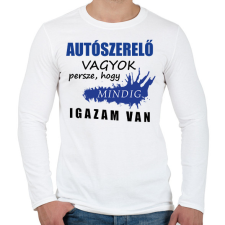 PRINTFASHION SZAKMÁS IGAZ autószerelő - Férfi hosszú ujjú póló - Fehér férfi póló
