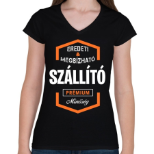 PRINTFASHION Szállító prémium minőség - Női V-nyakú póló - Fekete női póló