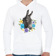 PRINTFASHION Szamár - Férfi kapucnis pulóver - Fehér férfi pulóver, kardigán