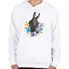 PRINTFASHION Szamár - Gyerek kapucnis pulóver - Fehér