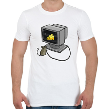 PRINTFASHION Számítógép egérrel - Férfi póló - Fehér férfi póló