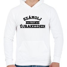 PRINTFASHION SZÁMOLJ vagy ÚJRAKEZDED! - Férfi kapucnis pulóver - Fehér férfi pulóver, kardigán