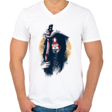 PRINTFASHION Szamuráj áldozat - Férfi V-nyakú póló - Fehér