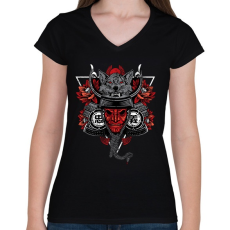 PRINTFASHION Szamuráj Bujinkan - Női V-nyakú póló - Fekete