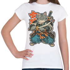 PRINTFASHION Szamuráj Cica - Női póló - Fehér női póló