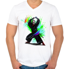 PRINTFASHION Szamuráj - Férfi V-nyakú póló - Fehér férfi póló