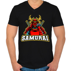 PRINTFASHION Szamuráj  - Férfi V-nyakú póló - Fekete