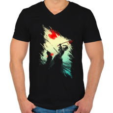 PRINTFASHION Szamuráj Finálé - Férfi V-nyakú póló - Fekete