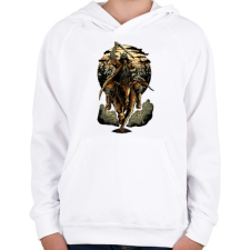 PRINTFASHION Szamuráj - Gyerek kapucnis pulóver - Fehér gyerek pulóver, kardigán