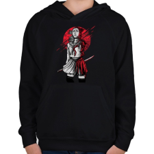 PRINTFASHION Szamuráj lány - Gyerek kapucnis pulóver - Fekete gyerek pulóver, kardigán