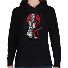 PRINTFASHION Szamuráj lány - Női kapucnis pulóver - Fekete női pulóver, kardigán
