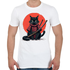 PRINTFASHION Szamuráj macska - Férfi póló - Fehér
