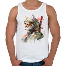 PRINTFASHION Szamuráj macska japán stílusban - Férfi atléta - Fehér