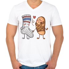 PRINTFASHION Szandál és zokni - Férfi V-nyakú póló - Fehér férfi póló
