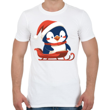 PRINTFASHION Szánkozó pingvin - Férfi póló - Fehér férfi póló