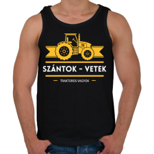 PRINTFASHION Szántok-vetek, traktoros vagyok - Férfi atléta - Fekete atléta, trikó