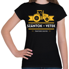 PRINTFASHION Szántok-vetek, traktoros vagyok - Női póló - Fekete