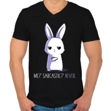 PRINTFASHION Szarkasztikus nyuszi - Férfi V-nyakú póló - Fekete férfi póló