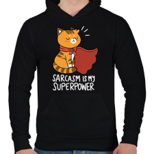 PRINTFASHION Szarkazmus az én szupererőm - Férfi kapucnis pulóver - Fekete férfi pulóver, kardigán