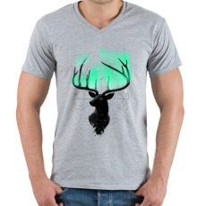 PRINTFASHION Szarvas a fényben - Férfi V-nyakú póló - Sport szürke