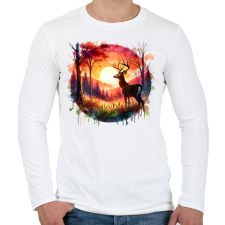 PRINTFASHION Szarvas - erdei naplemente - ajándék vadászoknak - Férfi hosszú ujjú póló - Fehér férfi póló