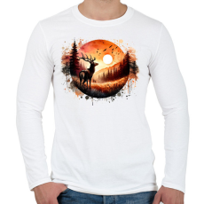 PRINTFASHION Szarvas - erdei naplemente - ajándék vadászoknak - Férfi hosszú ujjú póló - Fehér