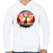 PRINTFASHION Szarvas - erdei naplemente - ajándék vadászoknak - Férfi kapucnis pulóver - Fehér férfi pulóver, kardigán
