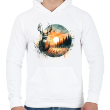PRINTFASHION Szarvas - erdei naplemente - ajándék vadászoknak - Férfi kapucnis pulóver - Fehér férfi pulóver, kardigán