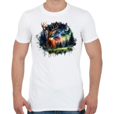 PRINTFASHION Szarvas - erdei naplemente - ajándék vadászoknak - Férfi póló - Fehér