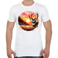 PRINTFASHION Szarvas - erdei naplemente - ajándék vadászoknak - Férfi póló - Fehér férfi póló