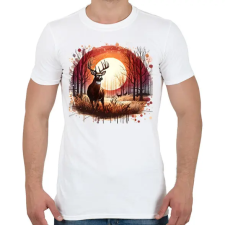 PRINTFASHION Szarvas - erdei naplemente - ajándék vadászoknak - Férfi póló - Fehér férfi póló