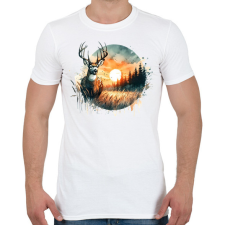 PRINTFASHION Szarvas - erdei naplemente - ajándék vadászoknak - Férfi póló - Fehér férfi póló