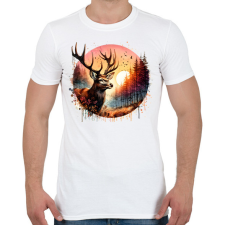 PRINTFASHION Szarvas - erdei naplemente - ajándék vadászoknak - Férfi póló - Fehér férfi póló