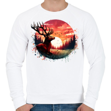 PRINTFASHION Szarvas - erdei naplemente - ajándék vadászoknak - Férfi pulóver - Fehér férfi pulóver, kardigán